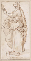 B 034
<br/>
Staande profeet met de stenen tafelen der wet
<br/>
<em>Vaga, Perino del (Pietro Buonaccorsi) (1500/01-1547) - kopie naar</em>